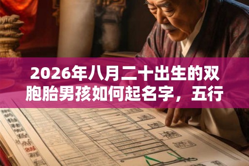 2026年八月二十出生的双胞胎男孩如何起名字，五行属什么？