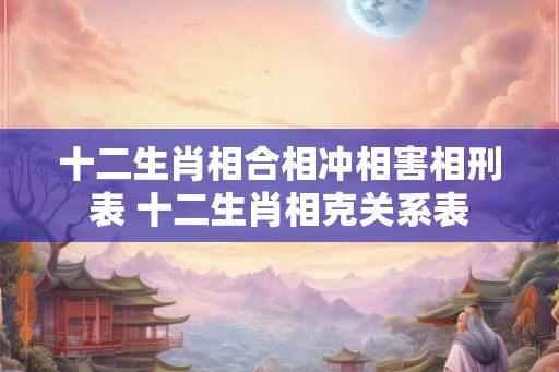 十二生肖相合相冲相害相刑表 十二生肖相克关系表 十二生肖相合相冲相害相刑表 十二生肖相克关系表