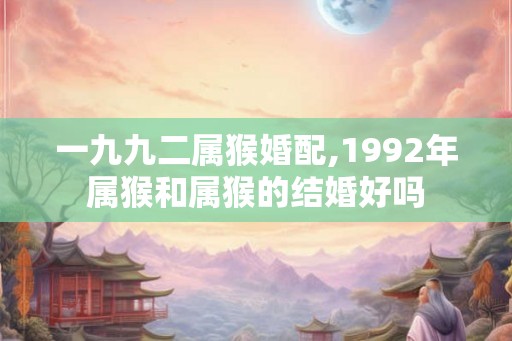 一九九二属猴婚配,1992年属猴和属猴的结婚好吗