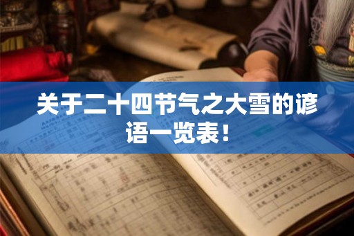 关于二十四节气之大雪的谚语一览表！
