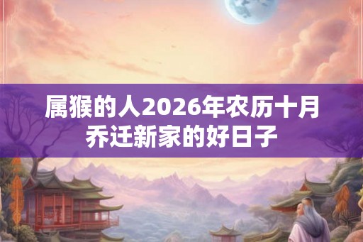 属猴的人2026年农历十月乔迁新家的好日子