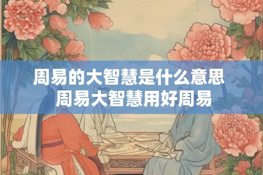 周易的大智慧是什么意思  周易大智慧用好周易