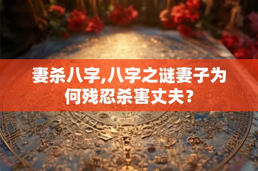 妻杀八字,八字之谜妻子为何残忍杀害丈夫? 妻杀八字,八字之谜妻子为何残忍杀害丈夫?
