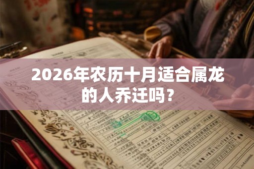 2026年农历十月适合属龙的人乔迁吗？