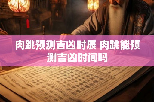 肉跳预测吉凶时辰 肉跳能预测吉凶时间吗