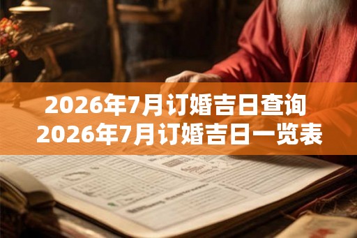 2026年7月订婚吉日查询 2026年7月订婚吉日一览表 2026年7月订婚吉日查询 2026年7月订婚吉日一览表
