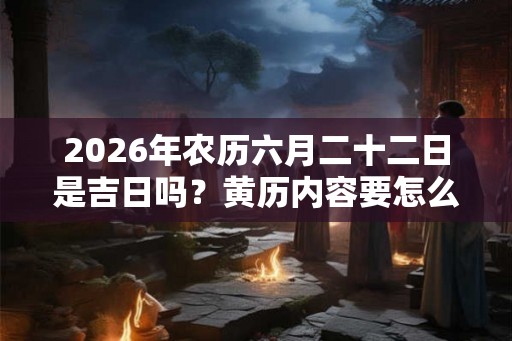 2026年农历六月二十二日是吉日吗？黄历内容要怎么看？