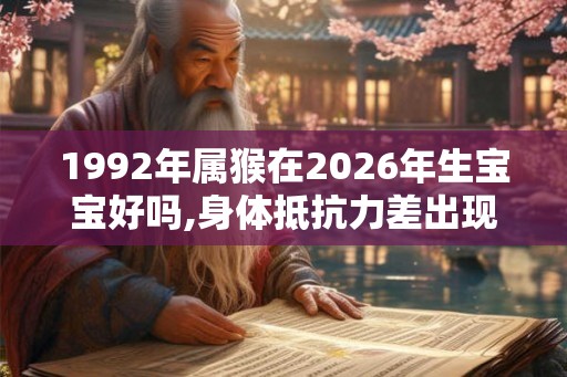 1992年属猴在2026年生宝宝好吗,身体抵抗力差出现意外