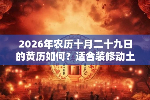 2026年农历十月二十九日的黄历如何？适合装修动土吗？
