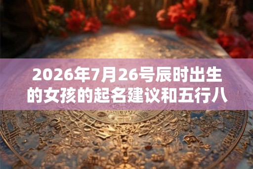 2026年7月26号辰时出生的女孩的起名建议和五行八字！