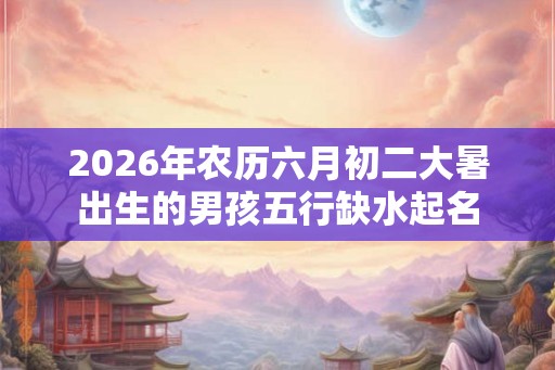 2026年农历六月初二大暑出生的男孩五行缺水起名