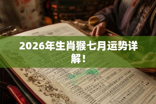 2026年生肖猴七月运势详解! 2026年生肖猴七月运势详解!