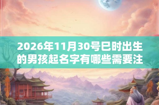 2026年11月30号巳时出生的男孩起名字有哪些需要注意的