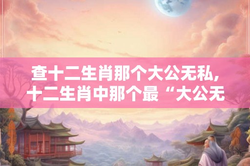 查十二生肖那个大公无私,十二生肖中那个最“大公无私”