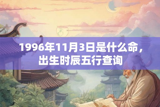 1996年11月3日是什么命，出生时辰五行查询