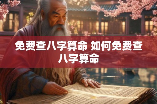 免费查八字算命 如何免费查八字算命