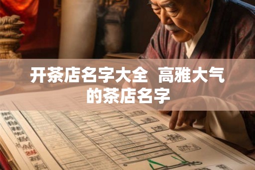 开茶店名字大全  高雅大气的茶店名字