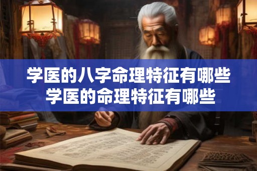 学医的八字命理特征有哪些 学医的命理特征有哪些