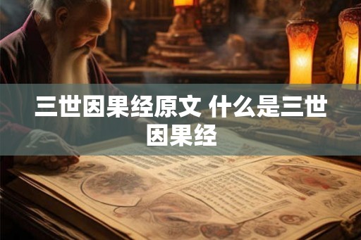 三世因果经原文 什么是三世因果经