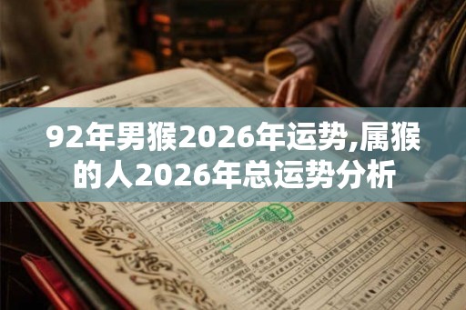 92年男猴2026年运势,属猴的人2026年总运势分析 92年男猴2026年运势,属猴的人2026年总运势分析