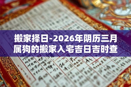 搬家择日-2026年阴历三月属狗的搬家入宅吉日吉时查询