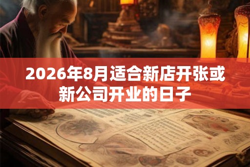 2026年8月适合新店开张或新公司开业的日子