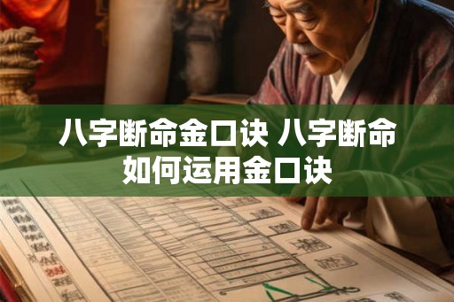 八字断命金口诀 八字断命如何运用金口诀