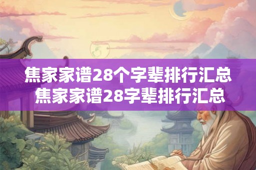 焦家家谱28个字辈排行汇总 焦家家谱28字辈排行汇总你知道几代