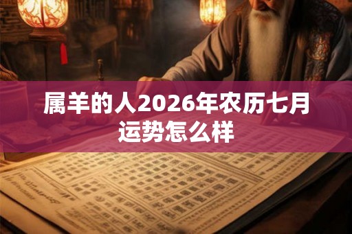属羊的人2026年农历七月运势怎么样