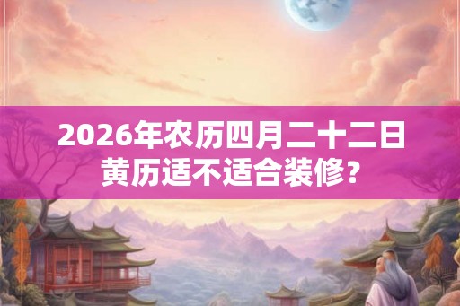 2026年农历四月二十二日黄历适不适合装修？