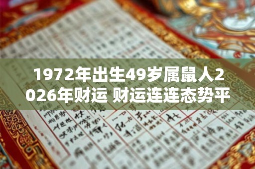1972年出生49岁属鼠人2026年财运 财运连连态势平稳