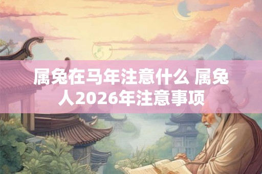 属兔在马年注意什么 属兔人2026年注意事项