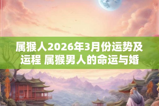 属猴人2026年3月份运势及运程 属猴男人的命运与婚姻