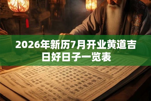 2026年新历7月开业黄道吉日好日子一览表