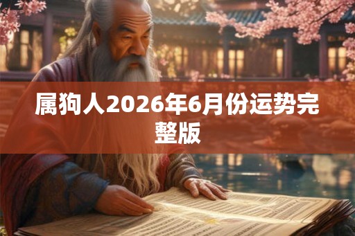 属狗人2026年6月份运势完整版