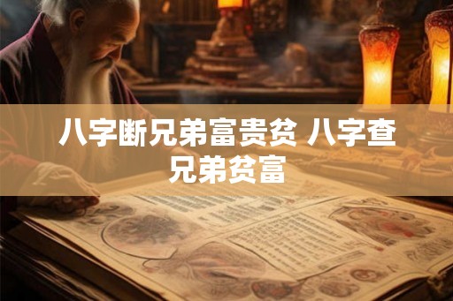 八字断兄弟富贵贫 八字查兄弟贫富