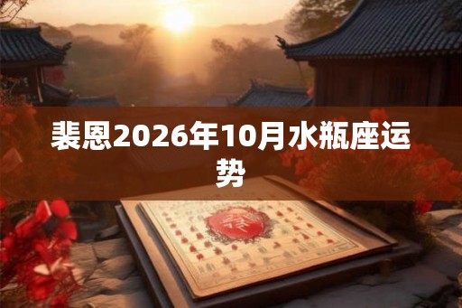 裴恩2026年10月水瓶座运势 裴恩2026年10月水瓶座运势