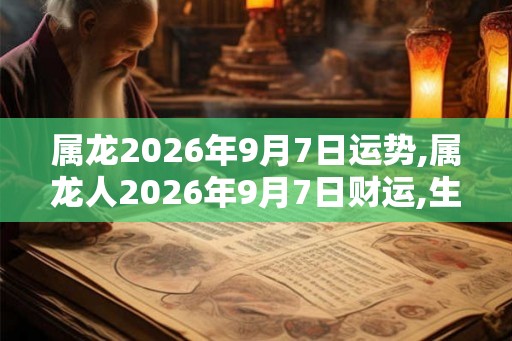属龙2026年9月7日运势,属龙人2026年9月7日财运,生肖龙2026年9月7日运势