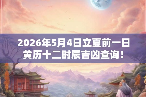 2026年5月4日立夏前一日黄历十二时辰吉凶查询！