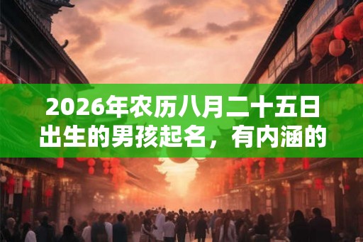 2026年农历八月二十五日出生的男孩起名，有内涵的好名字取名