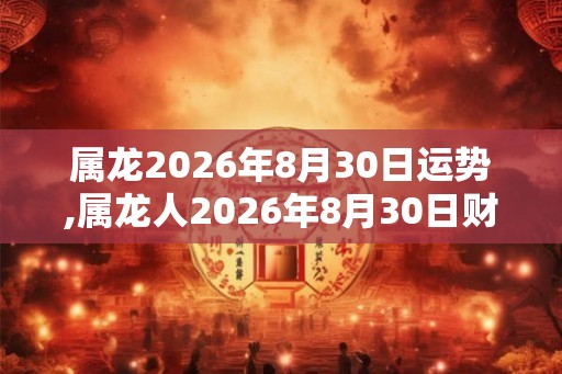 属龙2026年8月30日运势,属龙人2026年8月30日财运,生肖龙2026年8月30日运势