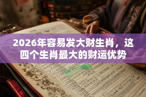 2026年容易发大财生肖，这四个生肖最大的财运优势