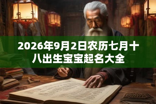 2026年9月2日农历七月十八出生宝宝起名大全