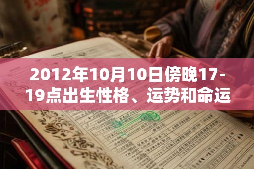 2012年10月10日傍晚17-19点出生性格、运势和命运 2012年10月10日傍晚17-19点出生性格、运势和命运