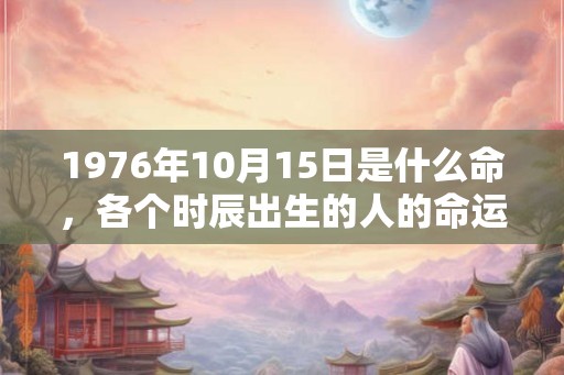 1976年10月15日是什么命，各个时辰出生的人的命运
