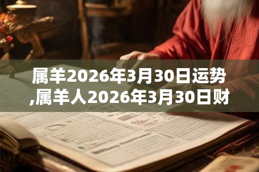 属羊2026年3月30日运势,属羊人2026年3月30日财运,生肖羊2026年3月30日运势