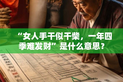 “女人手干似干柴,一年四季难发财”是什么意思? “女人手干似干柴,一年四季难发财”是什么意思?
