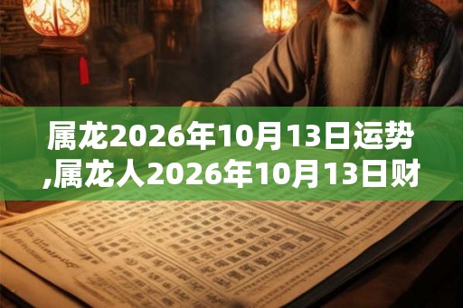 属龙2026年10月13日运势,属龙人2026年10月13日财运,生肖龙2026年10月13日运势