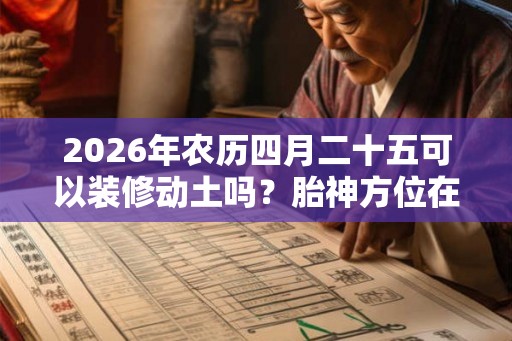 2026年农历四月二十五可以装修动土吗？胎神方位在哪？