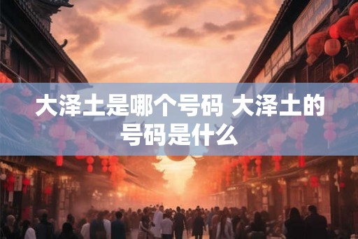 大泽土是哪个号码 大泽土的号码是什么